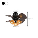 Vintage Floral Shade 4 Wood Blade Chandelier Fan Light Image - 26