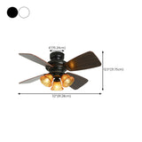 Vintage Floral Shade 4 Wood Blade Chandelier Fan Light Image - 27