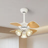 Vintage Floral Shade 4 Wood Blade Chandelier Fan Light Image - 3
