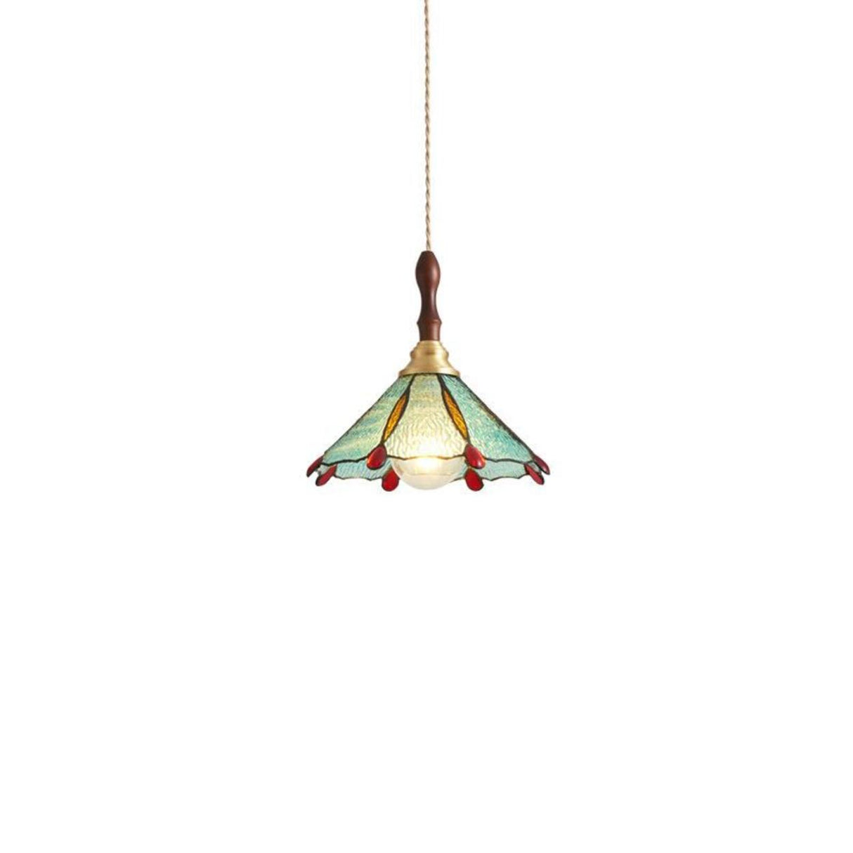 Vintage Floral Transparent Stained Glass Pendant Light Image - 10