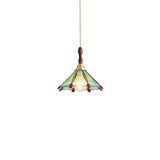 Vintage Floral Transparent Stained Glass Pendant Light Image - 10