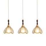 Vintage Floral Transparent Stained Glass Pendant Light Image - 11