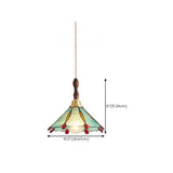 Vintage Floral Transparent Stained Glass Pendant Light Image - 19