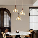 Vintage Floral Transparent Stained Glass Pendant Light Image - 3