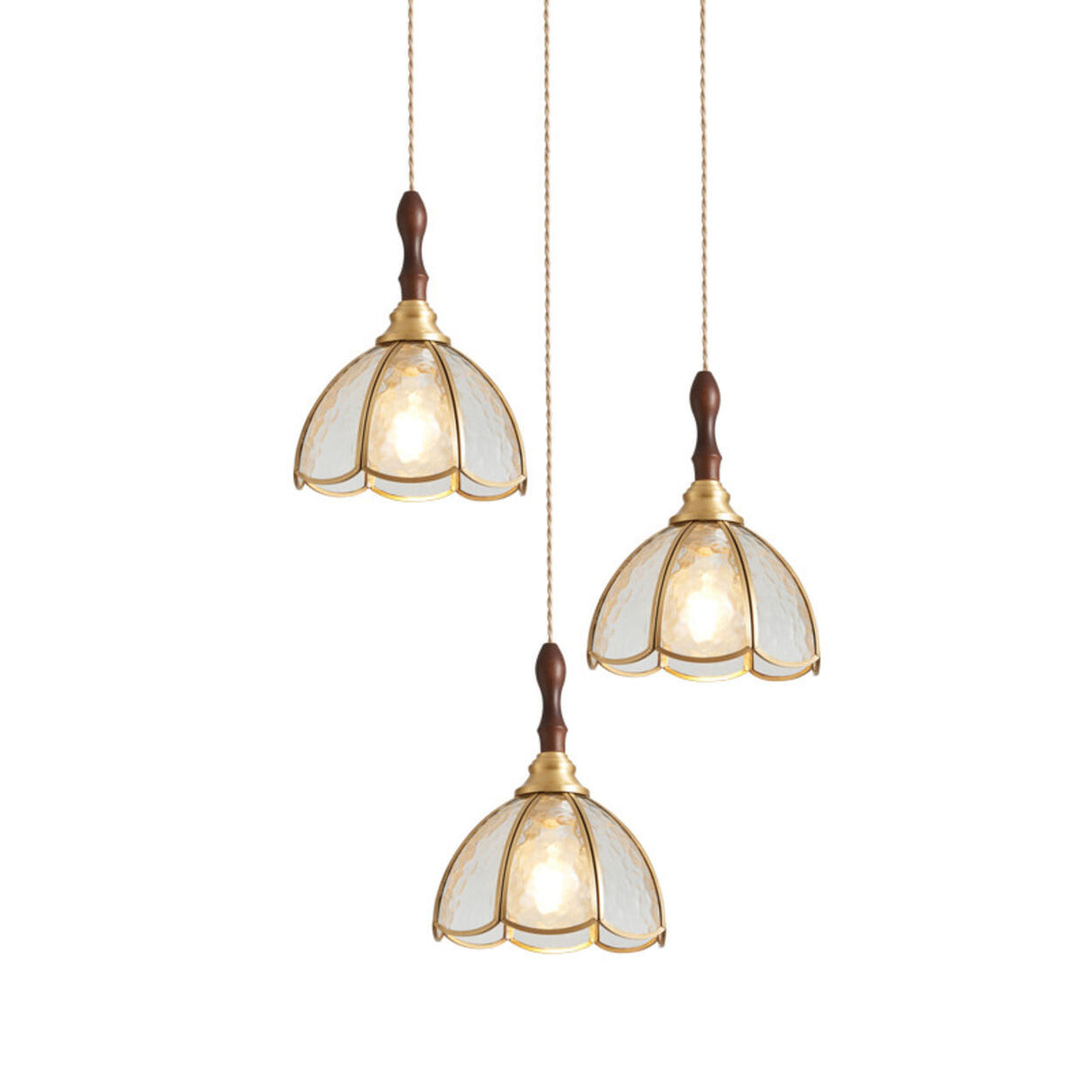 Vintage Floral Transparent Stained Glass Pendant Light Image - 5