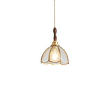 Vintage Floral Transparent Stained Glass Pendant Light Image - 7
