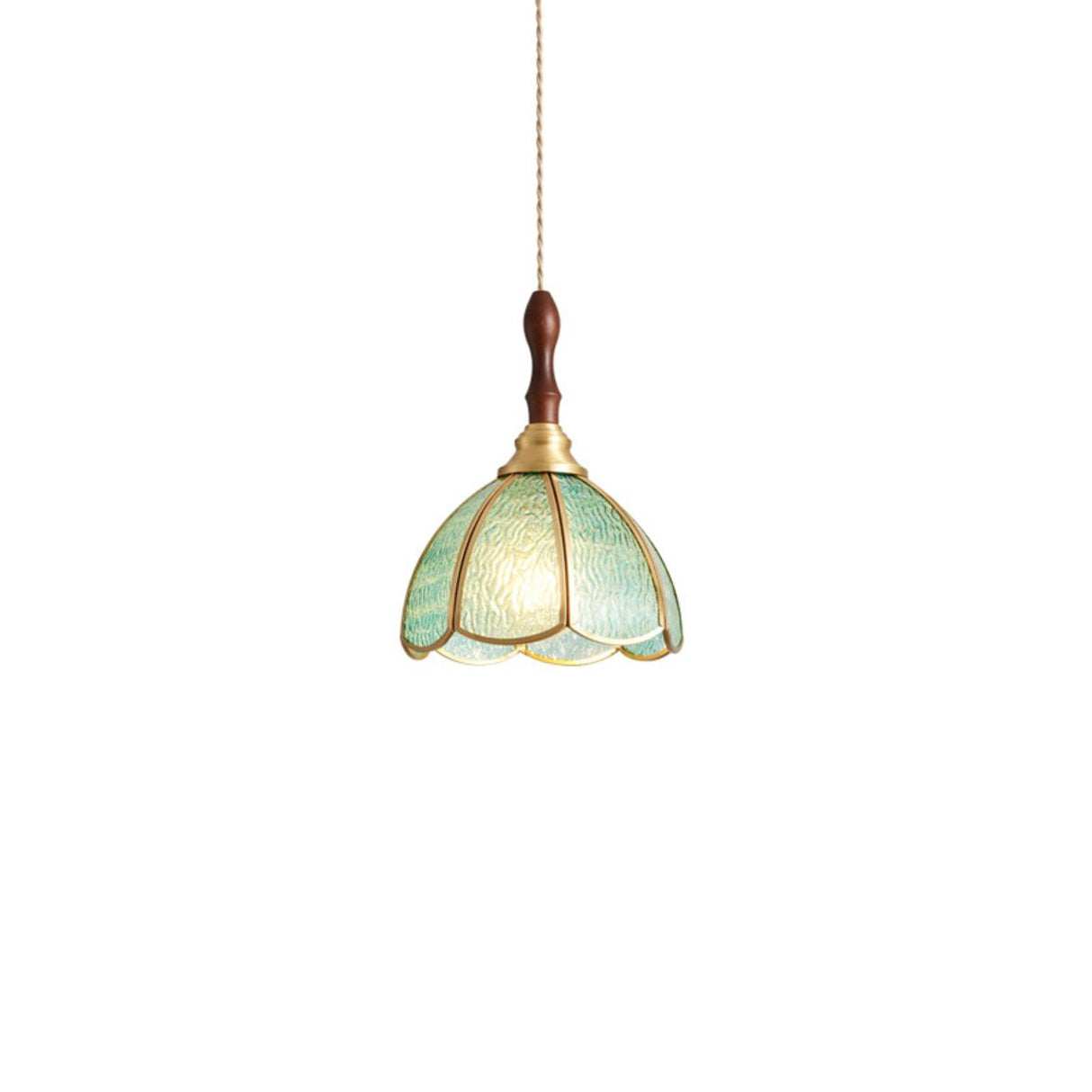 Vintage Floral Transparent Stained Glass Pendant Light Image - 8