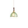 Vintage Floral Transparent Stained Glass Pendant Light Image - 8