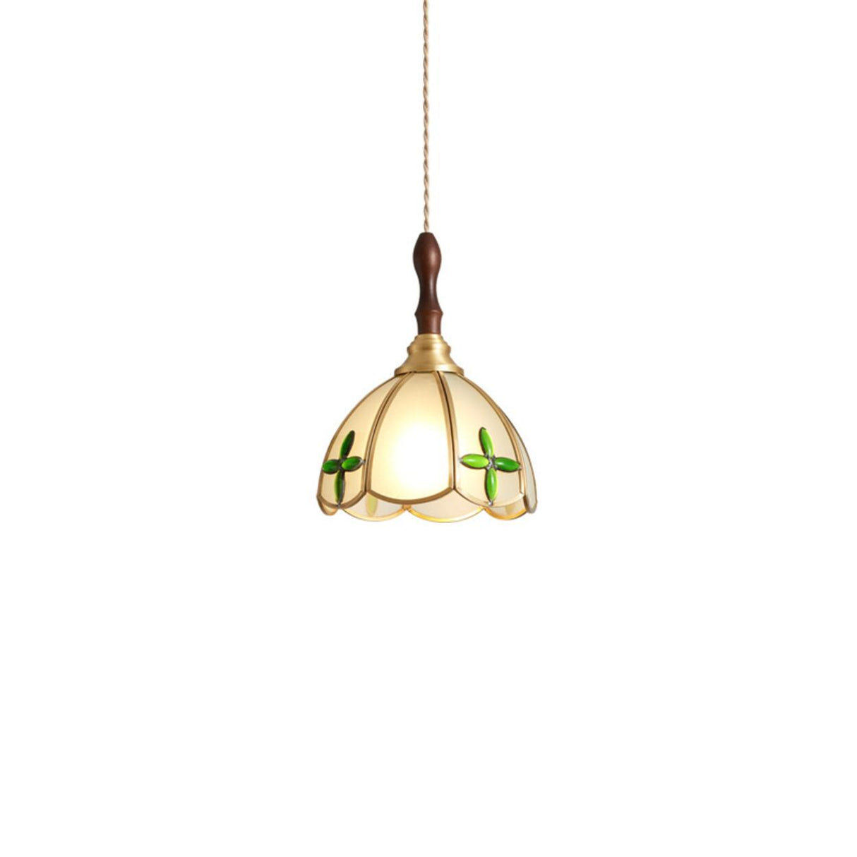 Vintage Floral Transparent Stained Glass Pendant Light Image - 9