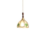 Vintage Floral Transparent Stained Glass Pendant Light Image - 9