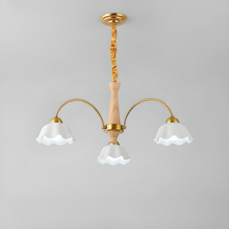Vintage Floral White Ceramics Chandelier Adjustable Height Image - 2
