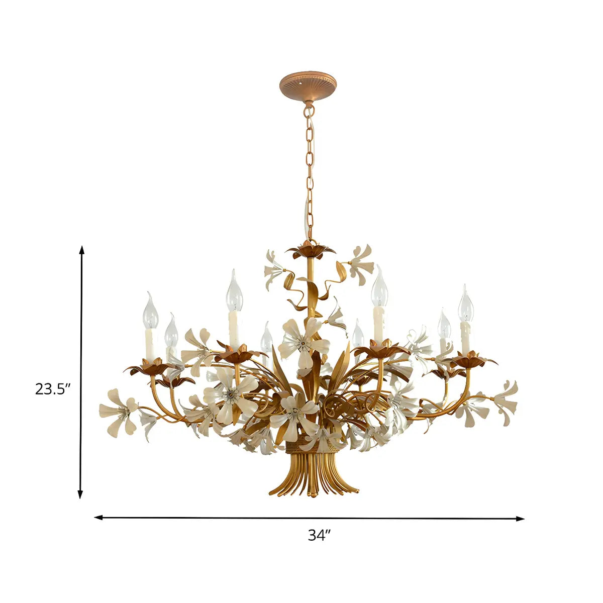 Vintage Floral White Petal Candlestick Bedroom Chandelier 