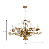 Vintage Floral White Petal Candlestick Bedroom Chandelier #size