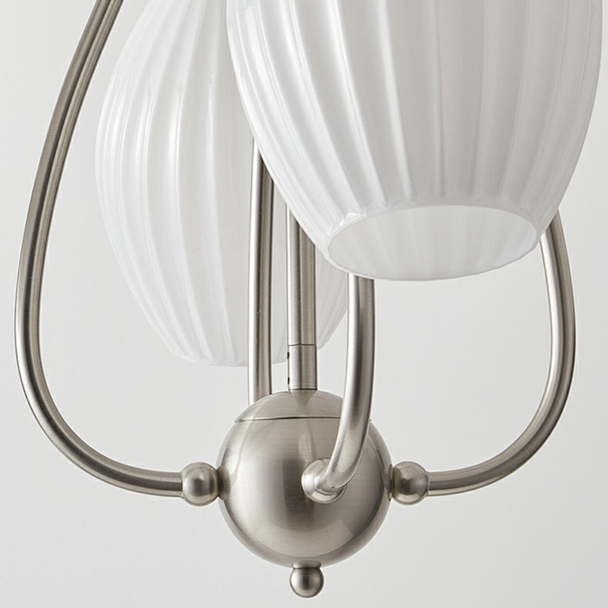 Vintage Floral White Ribbed Chandelier Adjustable Height Image - 10
