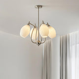 Vintage Floral White Ribbed Chandelier Adjustable Height Image - 18