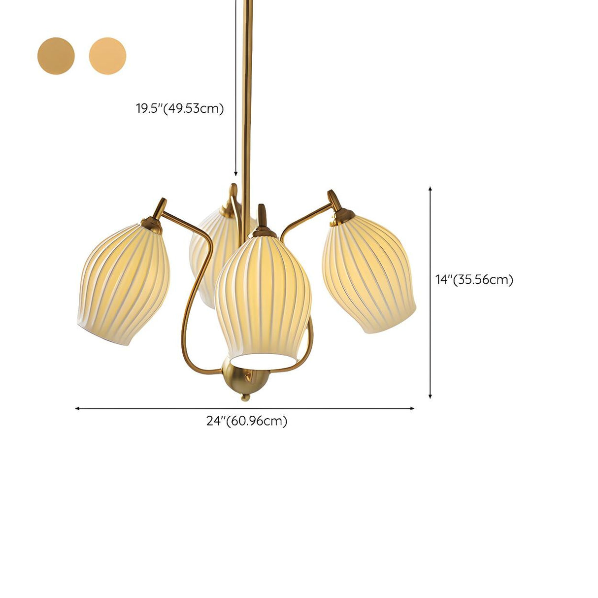 Vintage Floral White Ribbed Chandelier Adjustable Height Image - 23