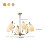 Vintage Floral White Ribbed Chandelier Adjustable Height Image - 24