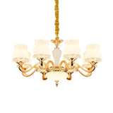 Vintage Flower Classic Gold Frosted Glass Chandelier Image - 6