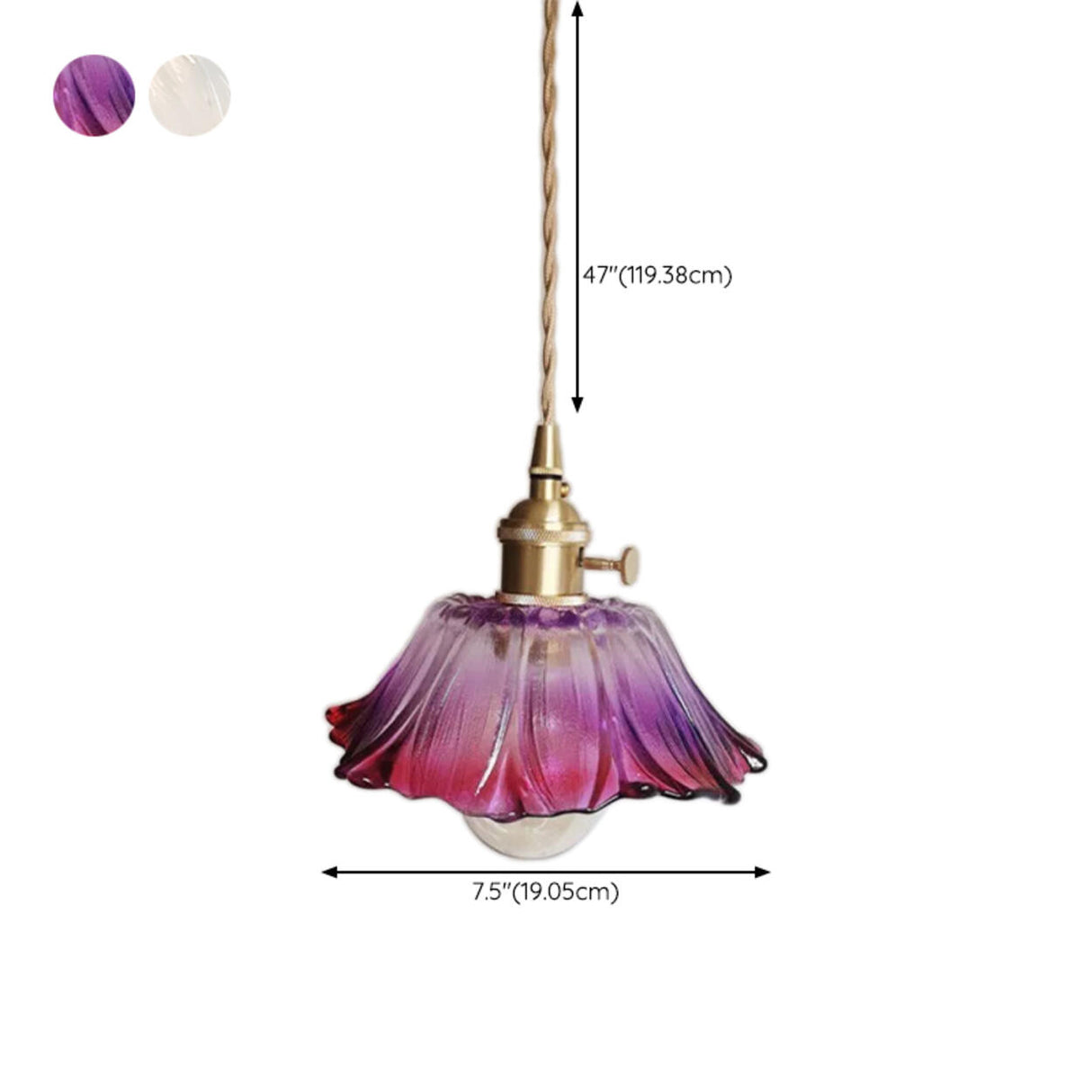 Vintage Flower Clear Glass Adjustable Pendant Light 