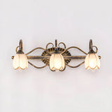 Vintage Flower Shade Multi-Light Brass Vanity Light Image - 8
