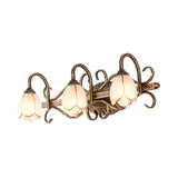 Vintage Flower Shade Multi-Light Brass Vanity Light Image - 9
