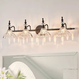 Vintage Flower-Shape Carved Glass Black Vanity Light Image - 7