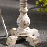 Vintage French Country Distressed Wood Beige Pedestal Side Table Image - 10