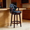 Vintage Genuine Leather Wingback Swivel Solid Wood Bar Stool Image - 17