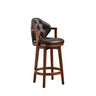 Vintage Genuine Leather Wingback Swivel Solid Wood Bar Stool Image - 22