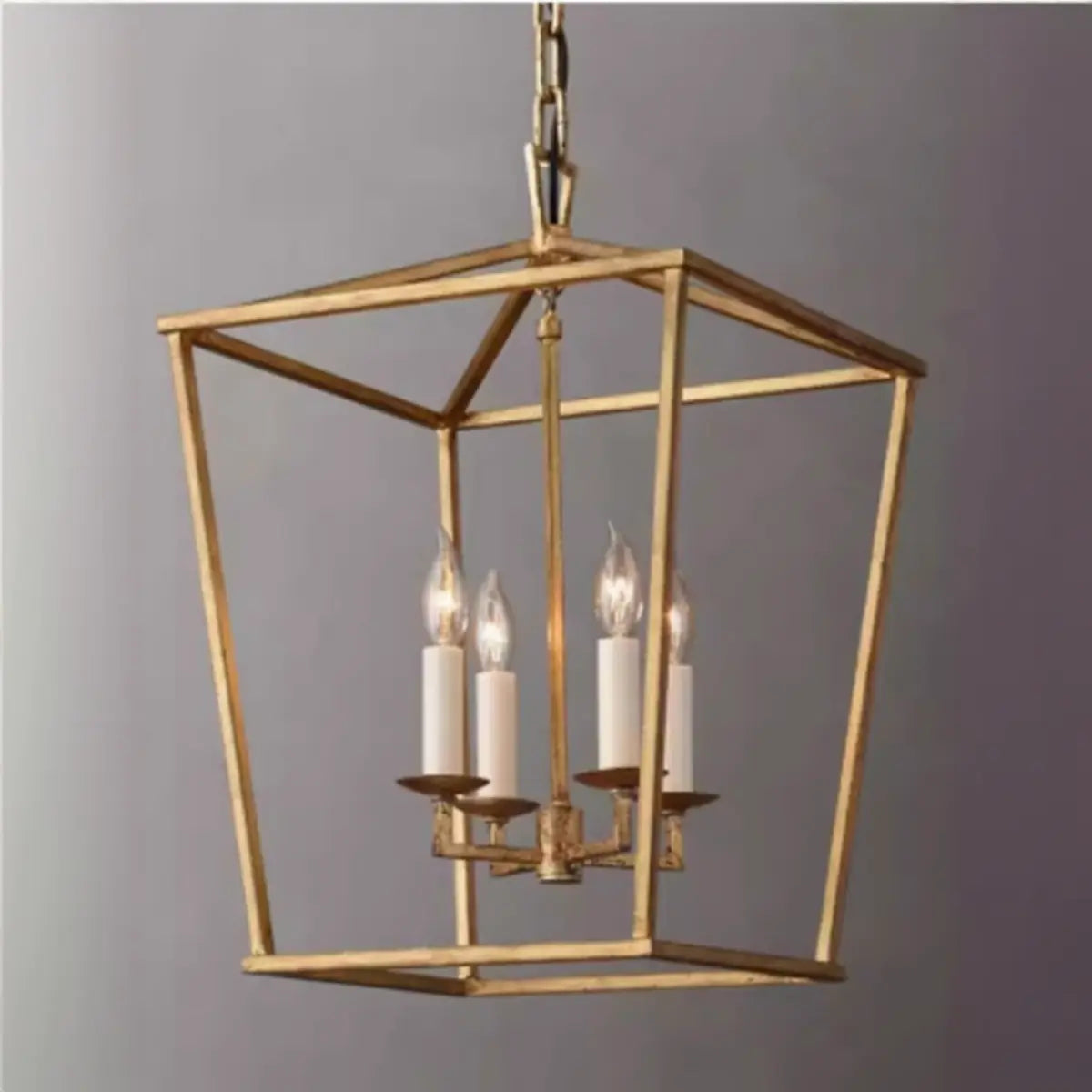 Rustic Geometric Candelabra Metal Gold 4-Bulb Chandelier Image - 1