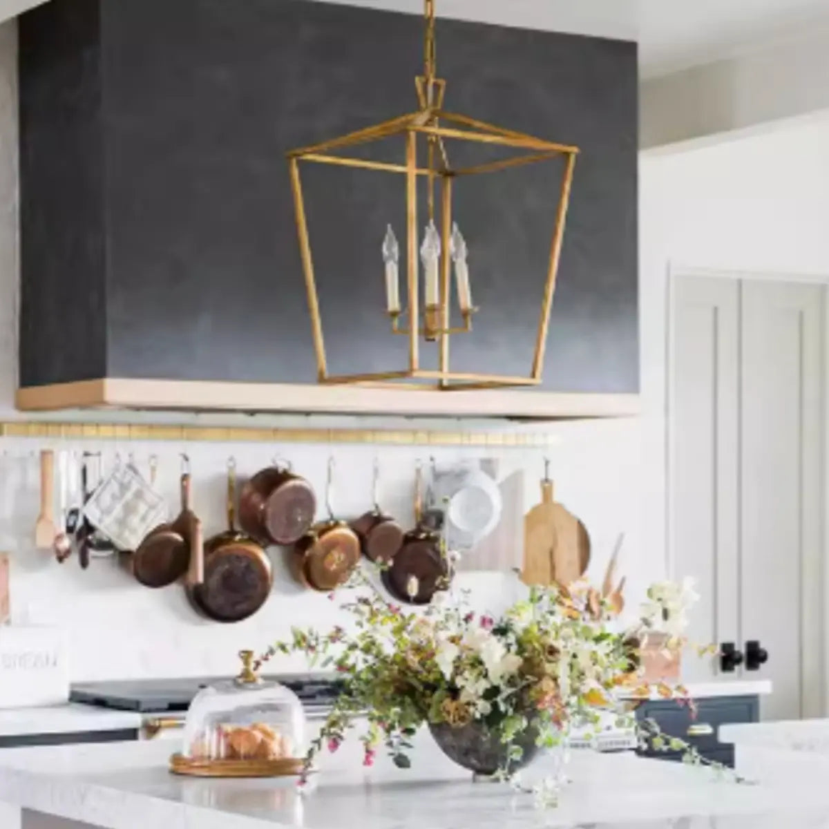 Rustic Geometric Candelabra Metal Gold 4-Bulb Chandelier Image - 2