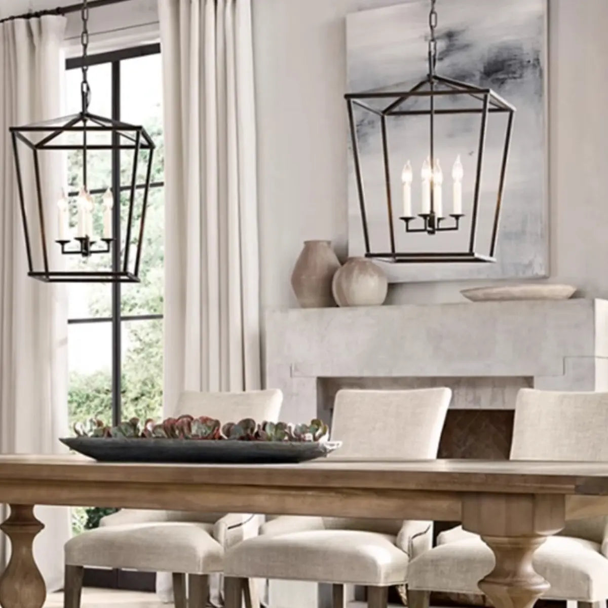 Rustic Geometric Candelabra Metal Gold 4-Bulb Chandelier Image - 3