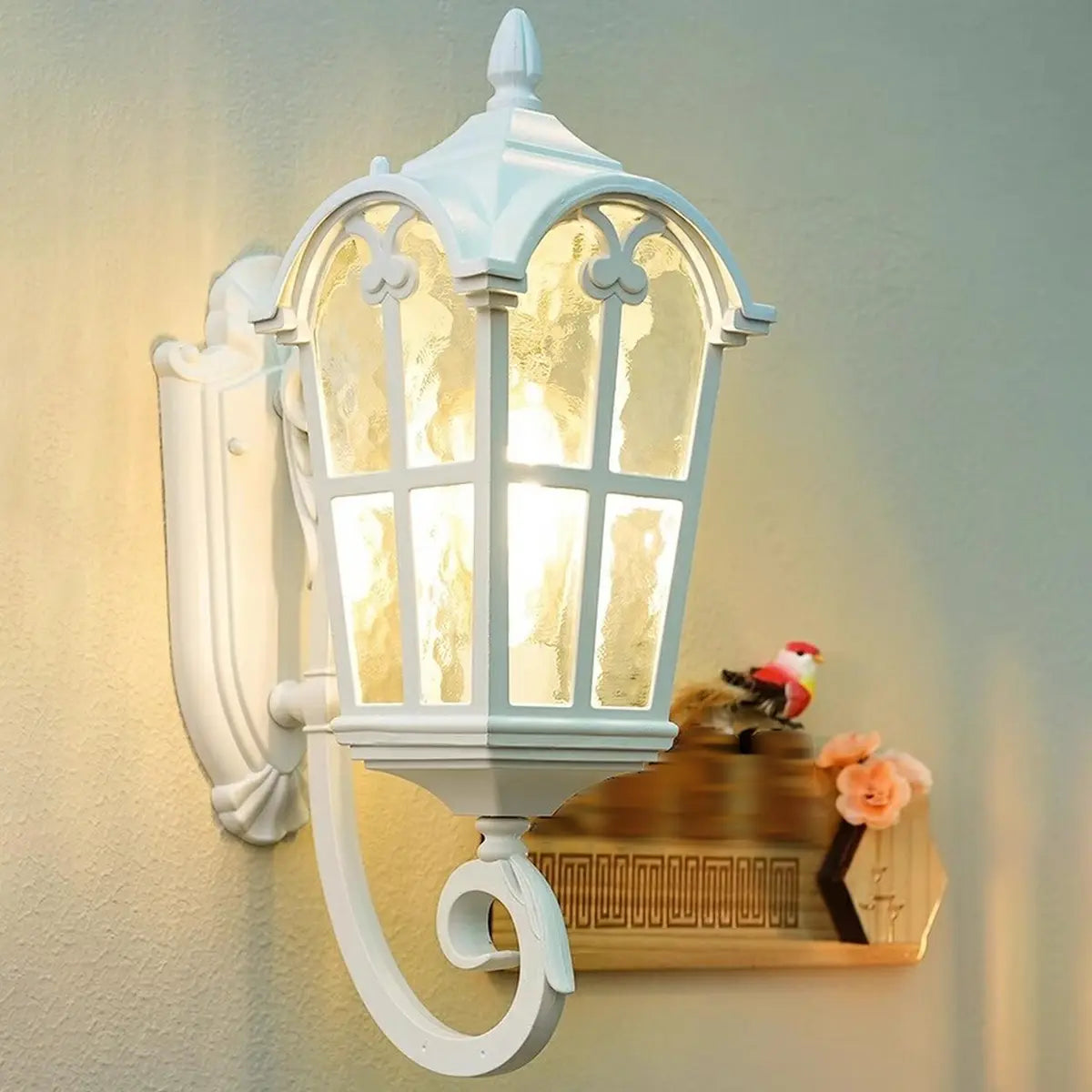 Vintage Geometric Metal Outdoor Wall Lamp White Dimming Image - 1