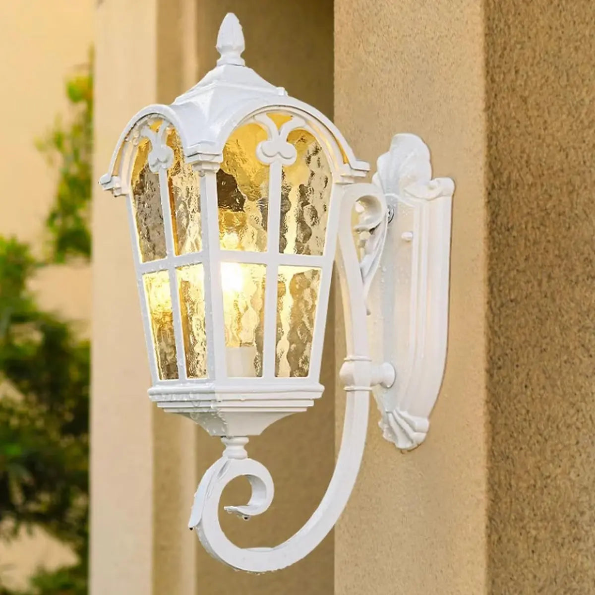 Vintage Geometric Metal Outdoor Wall Lamp White Dimming Image - 4
