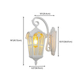 Vintage Geometric Metal Outdoor Wall Lamp White Dimming #size