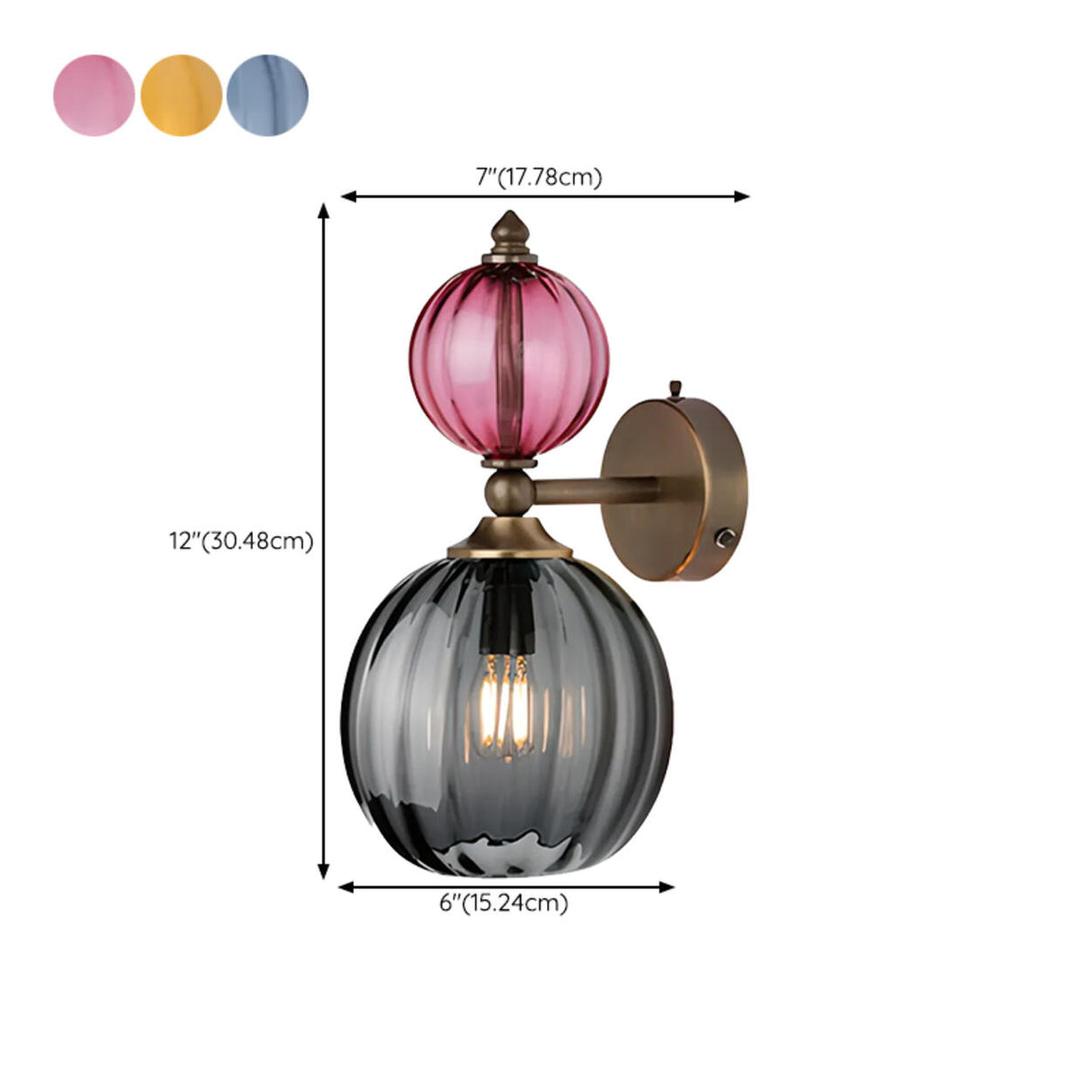 Vintage Glass and Brass Globe Wall Sconce  Image - 11