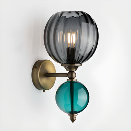 Vintage Glass and Brass Globe Wall Sconce  Image - 2