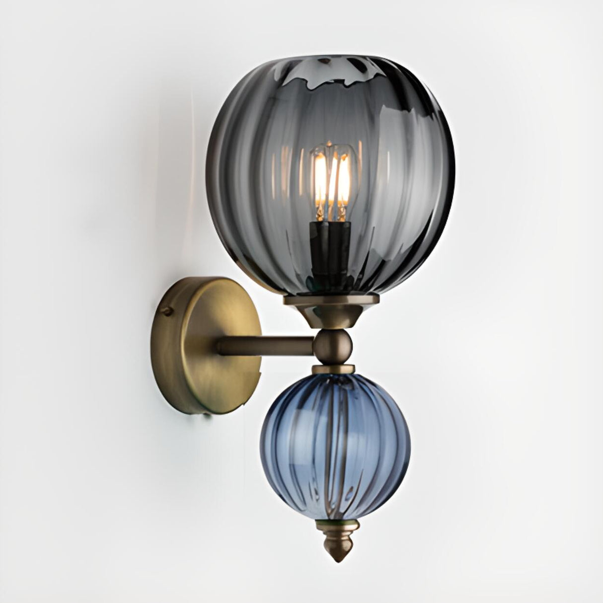 Vintage Glass and Brass Globe Wall Sconce  Image - 3