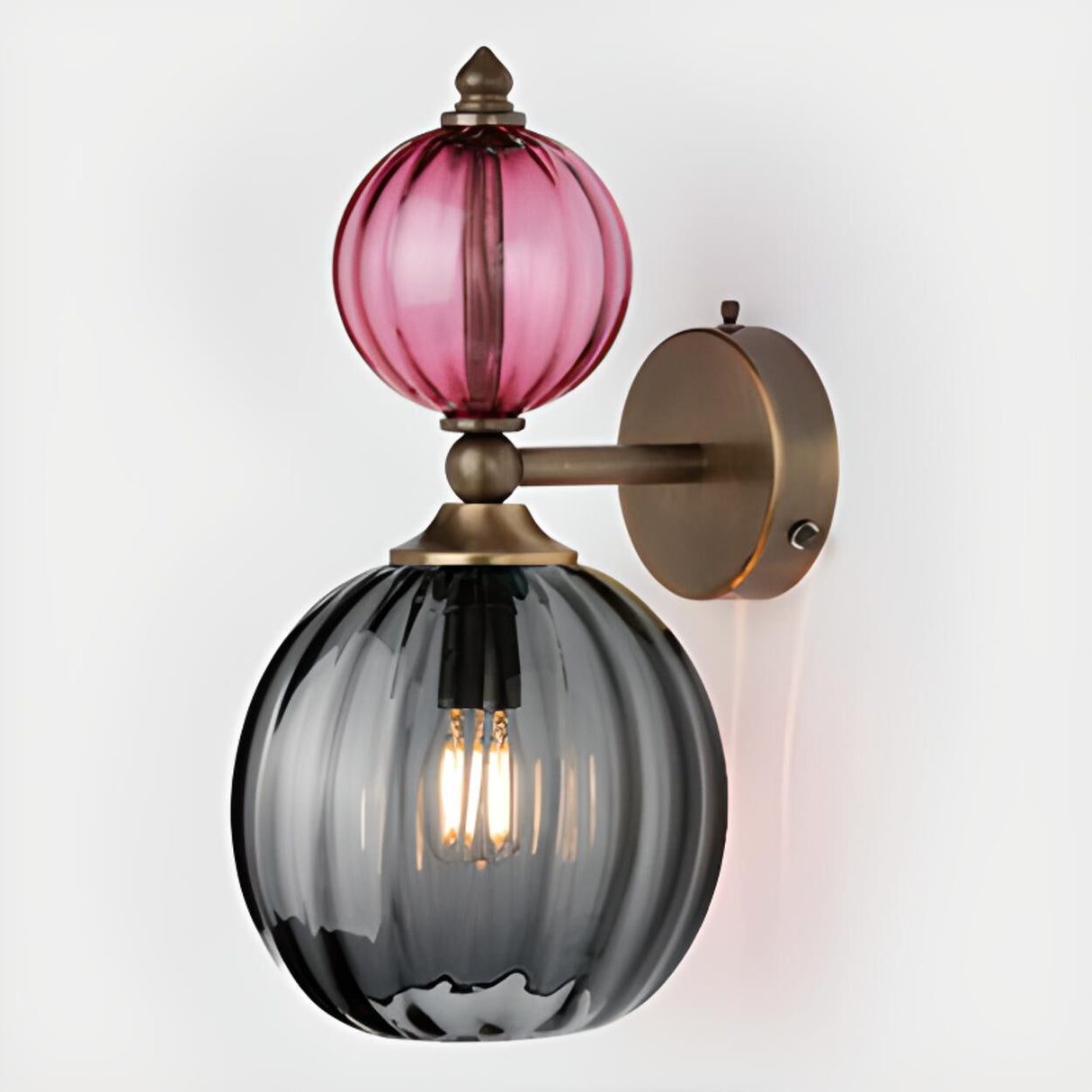 Vintage Glass and Brass Globe Wall Sconce  Image - 5