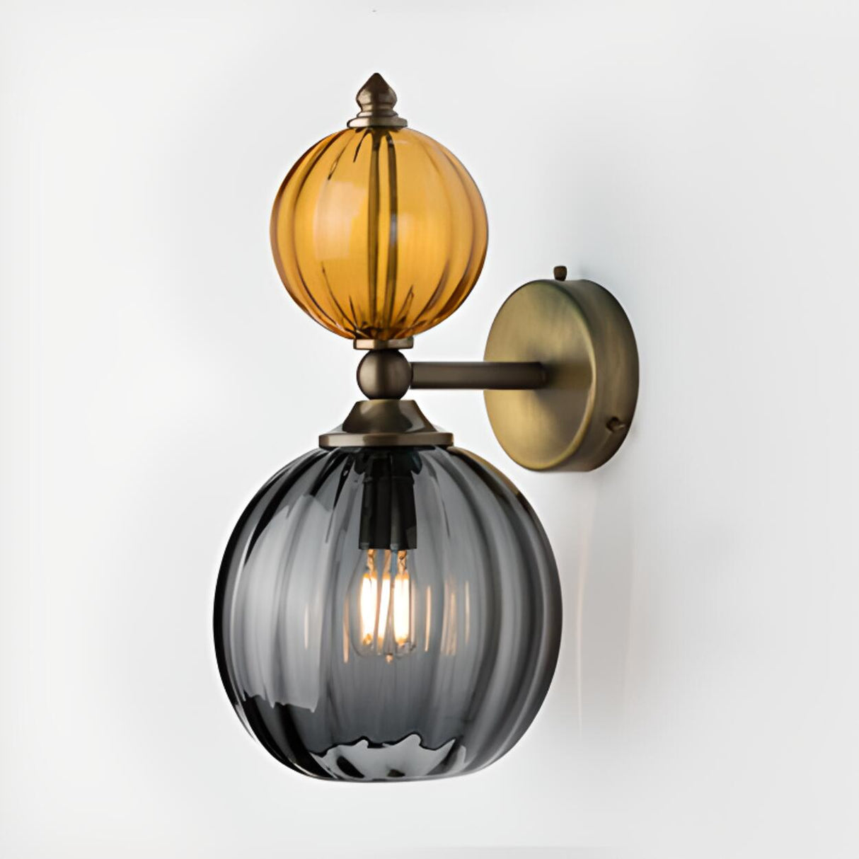 Vintage Glass and Brass Globe Wall Sconce  Image - 7