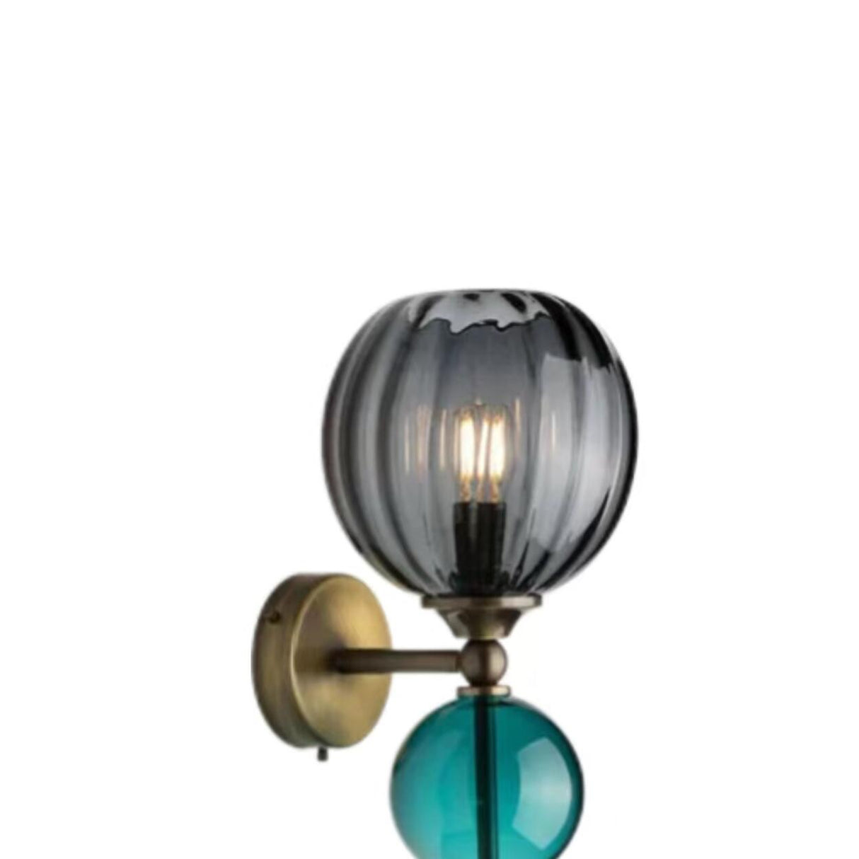 Vintage Glass and Brass Globe Wall Sconce  Image - 8