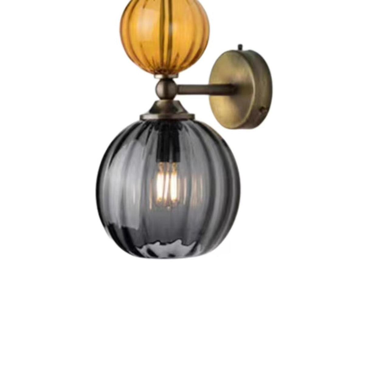 Vintage Glass and Brass Globe Wall Sconce  Image - 9