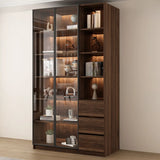 Vintage Glass Door Espresso Multi-Shelf Storage Bookcase Image - 10