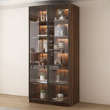 Vintage Glass Door Espresso Multi-Shelf Storage Bookcase Image - 11