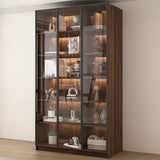 Vintage Glass Door Espresso Multi-Shelf Storage Bookcase Image - 12