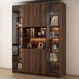 Vintage Glass Door Espresso Multi-Shelf Storage Bookcase Image - 13