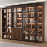 Vintage Glass Door Espresso Multi-Shelf Storage Bookcase Image - 22
