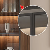 Vintage Glass Door Espresso Multi-Shelf Storage Bookcase Image - 4