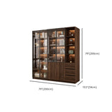 Vintage Glass Door Espresso Multi-Shelf Storage Bookcase Image - 40