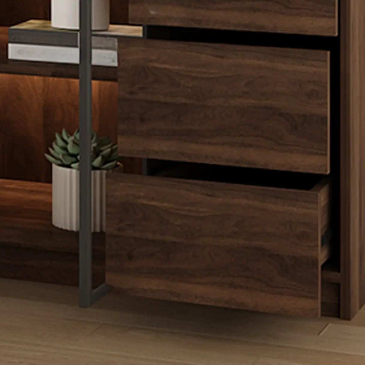 Vintage Glass Door Espresso Multi-Shelf Storage Bookcase Image - 7